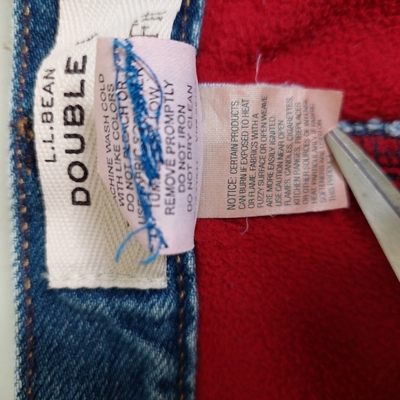 LL Bean DOUBLE Jeans Denim Size 10 Relaxed Fit Fleece Lining Thick Ourtdoor - Picture 8 of 10
